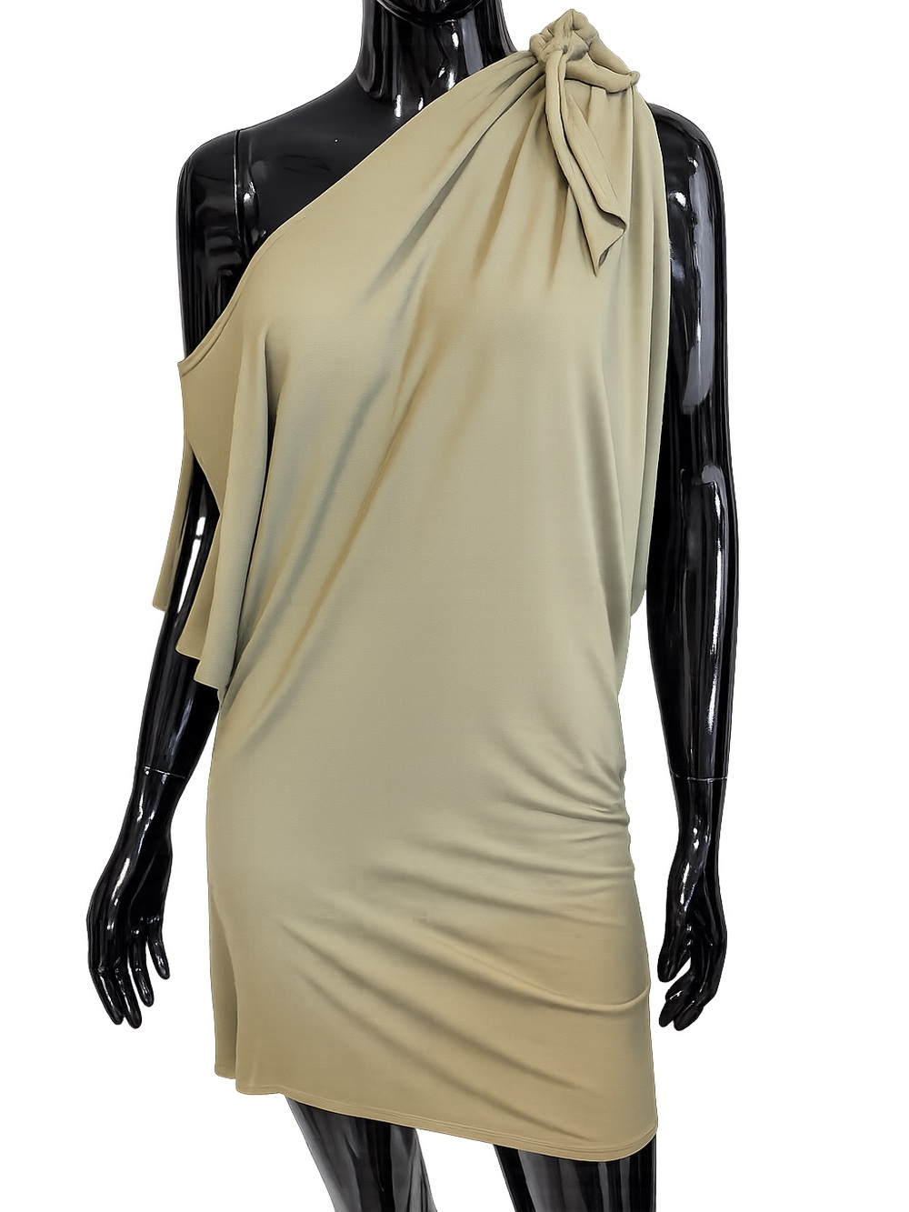 Arden B Olive Green One Shoulder Ruched Bodycon Mini Dress L